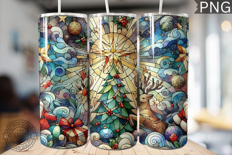 Watercolor Christmas Tumbler Wrap - High Quality 300 Dpi