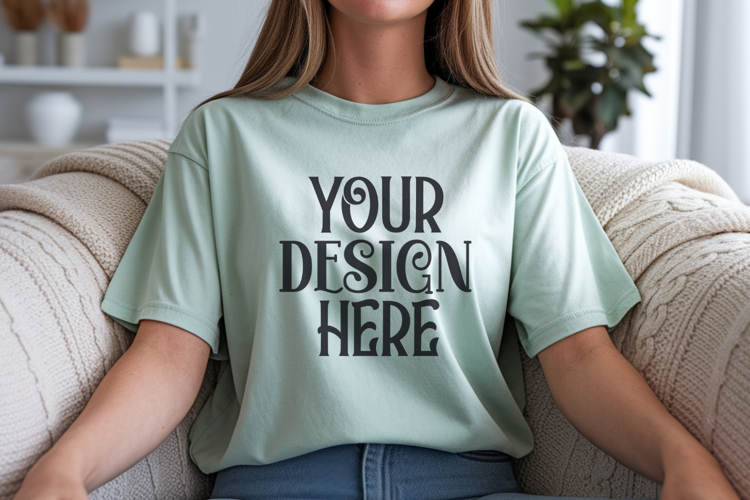 Chalky Mint Comfort Colors 1717 T-shirt Mockups,1717 Mockups