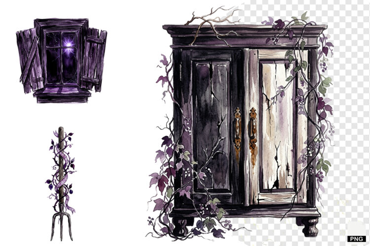 Halloween Haunted Cottage Clipart example image 1