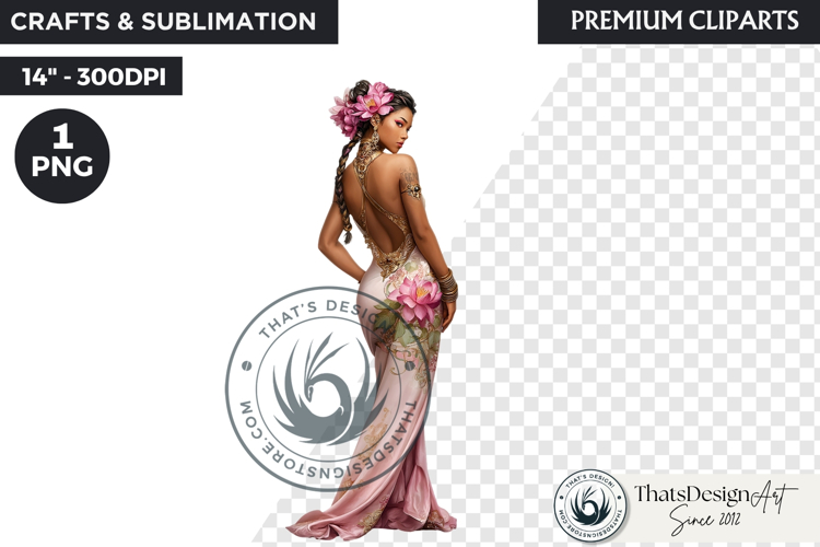Royal Lotus Princess Fantasy Goddess Floral Clipart