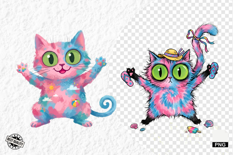 Whimsical Summer Cat Png Clipart