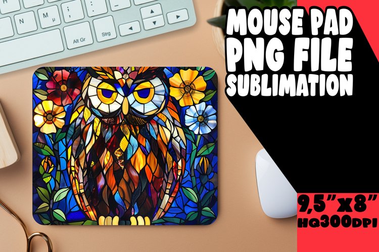 Elegant Stained Glass Bird Mouse Pad Design