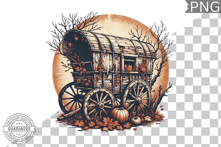 Fall Wagon Garden Sublimation - Fall Clipart PNG Design