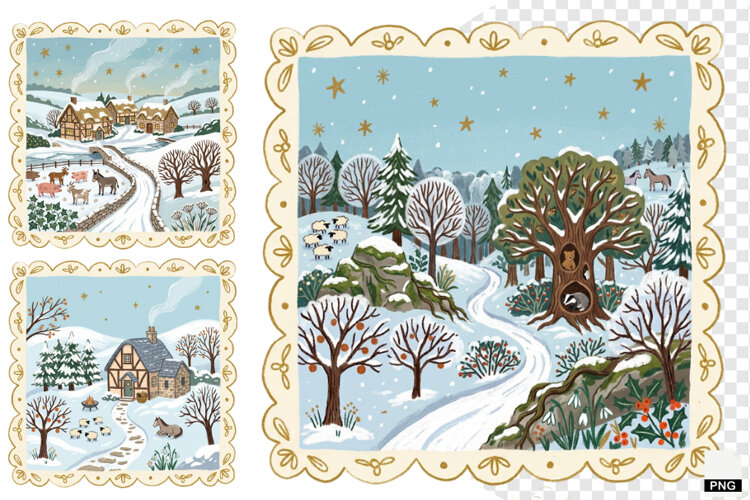 Nursery Winter Postage Stamps PNG example image 1