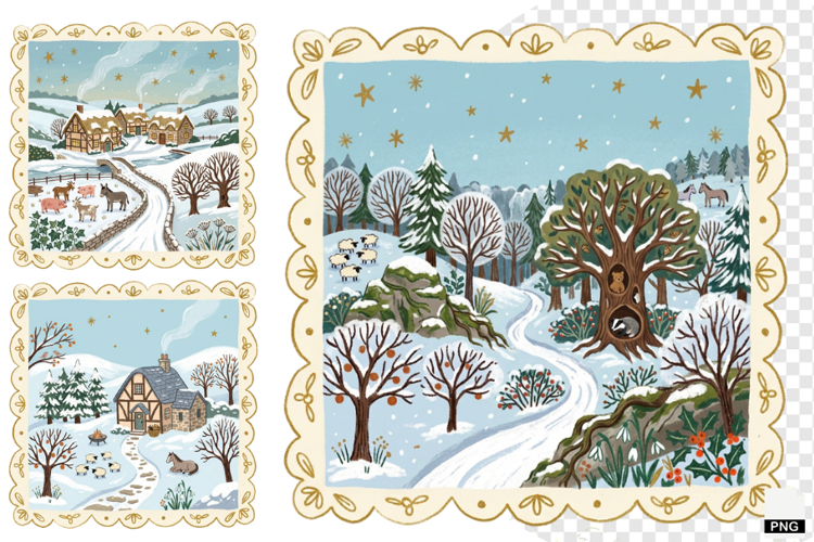 Nursery Winter Postage Stamps PNG