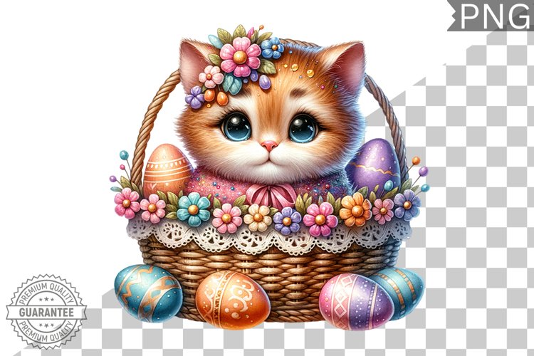 Easter Cat Sublimation - Easter Clipart PNG Design