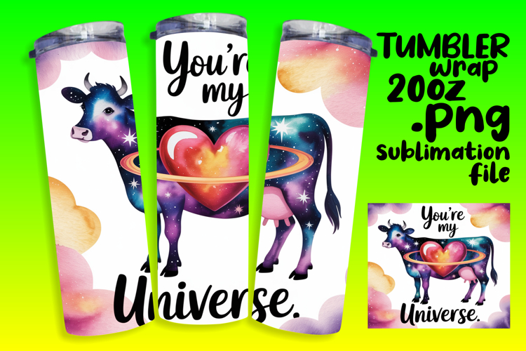 Special Edition 20oz Tumbler Wrap , Cute Cow
