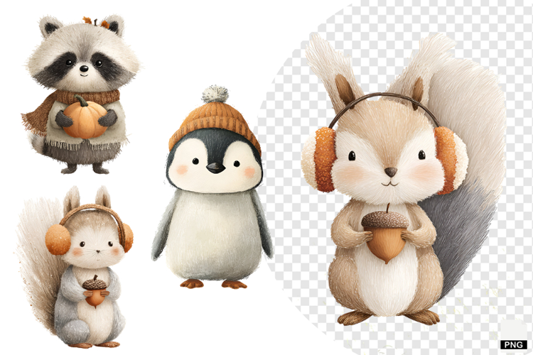 Cute Winter Animals Clipart