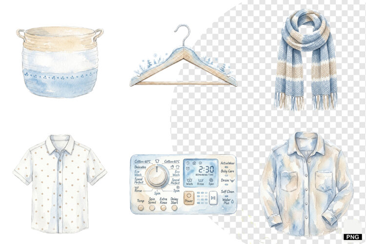 Cozy Laundry Time Clipart example image 1