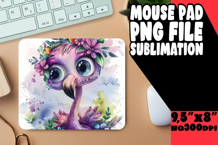 Watercolor Flamingo Flower Mouse Pad for Spring