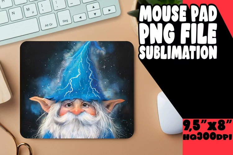 Enchanted Escapade: Gnome Mouse Pad Design Sublimation PNG