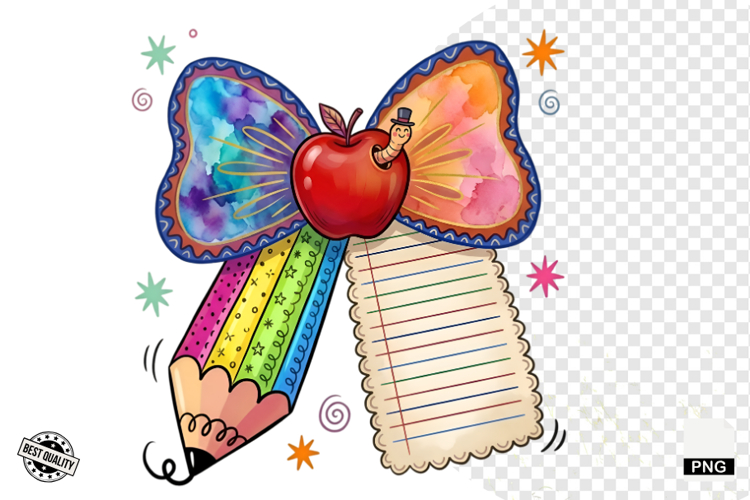 Back to School Pencil Bow PNG