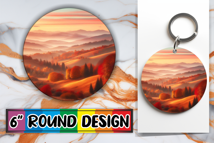 Radiant Round Coaster Design, Autumn