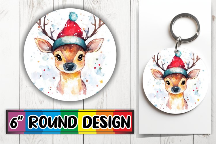 Artistic Keychain Circle Design Template , Holiday Animals