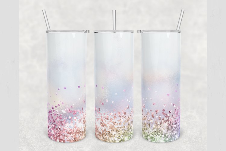 Holographic Rainbow Faux Glitter 20 oz tumbler sublimation