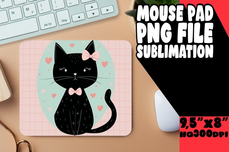 Artistic Cat Mouse Pad Design PNG