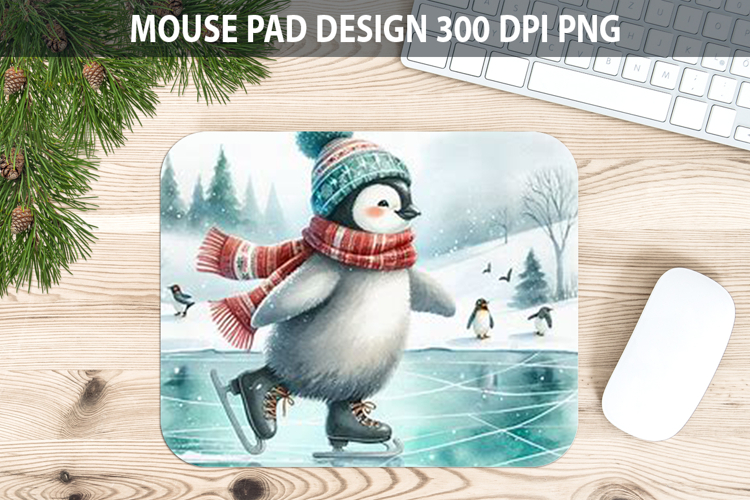 Penguin Mouse pad Sublimation - Christmas Animal PNG Design