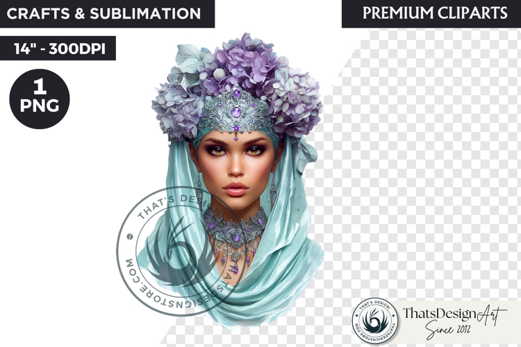 Royal Hydrangea Guardian Fantasy Warrior Floral Graphic