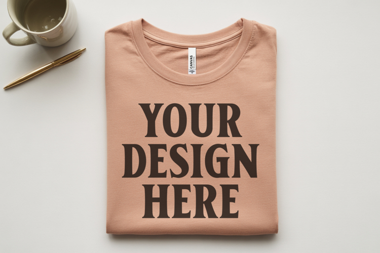 Athletic Heather Bella Canvas 3001 Flat Lay T-Shirt Mockup