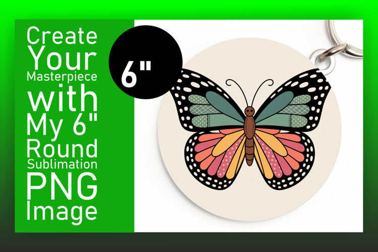 Dynamic Keychain Circle Design Artwork , Butterfly