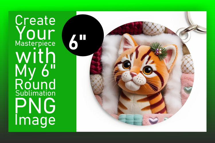 Fun Round Design Keychain Template , Holiday Pets