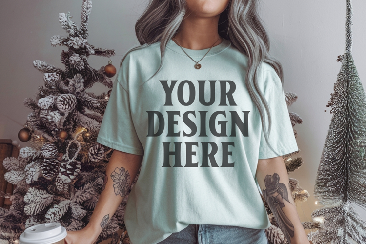 Chalky Mint Christmas Comfort Colors 1717 TShirt Mockup,cc17