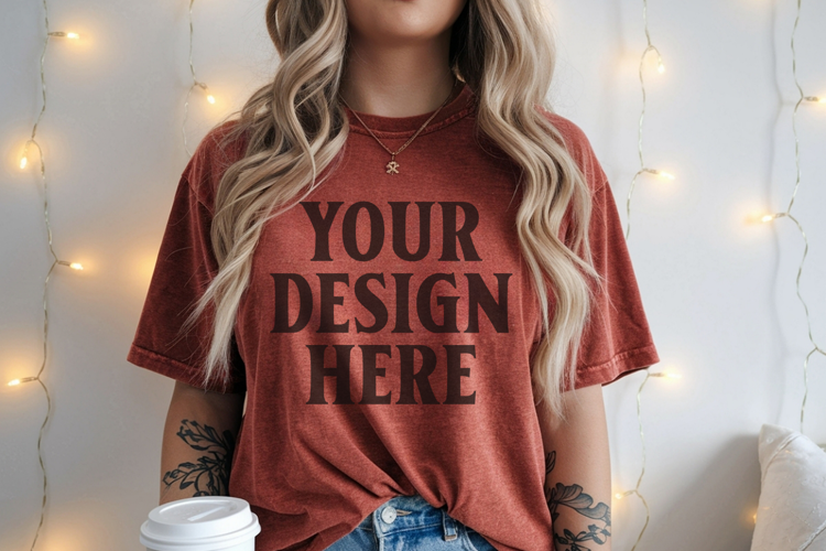 Christmas Comfort Colors 1717 Chili TShirt Mockup, CC 1717