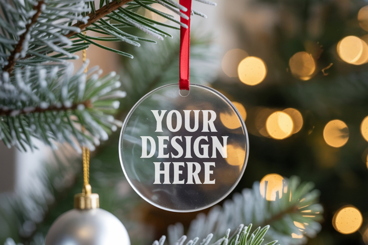 Acrylic Christmas Ornament Mockups , acrylic blank mockup