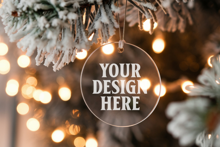 Acrylic Christmas Ornament Mockups | Clear Holiday Ornament