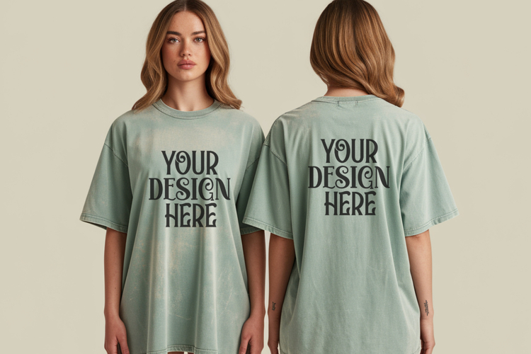 Comfort Colors 1717 Chalky Mint Front   back T shirt mockups