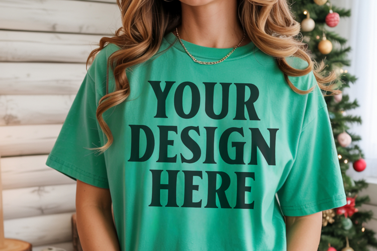 Christmas Comfort Colors 1717 Island Green T-Shirt Mockup Re