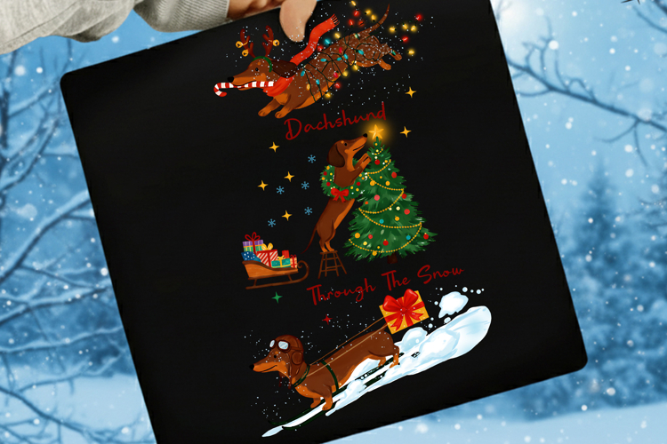 Merry Christmas Dachshund Dog PNG, Christmas Dog Png