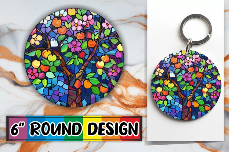Colorful Tree Round Design Sublimation Stained Glass