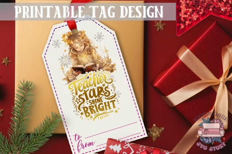 Watercolor Christmas Gift Tag Magic Ornaments