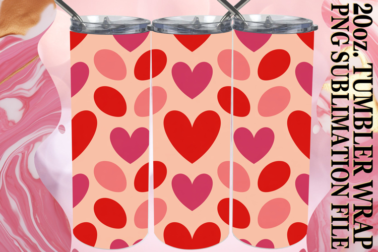 Sublimation Wonders 20oz tumbler wrap, Valentines Pattern