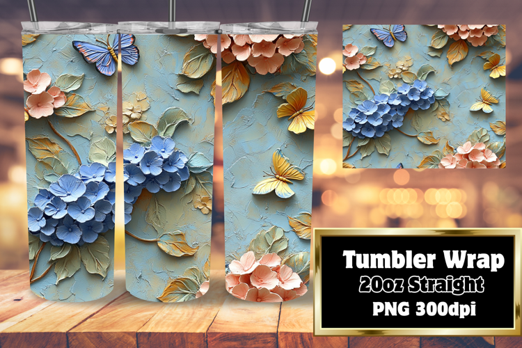 Elegant 20oz Tumbler Design , 3D Flower
