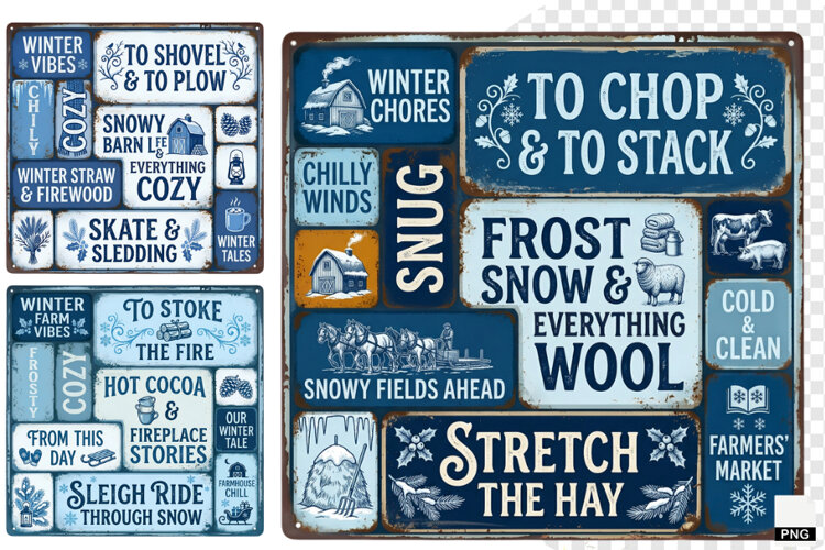 Winter Farm Signs PNG example image 1