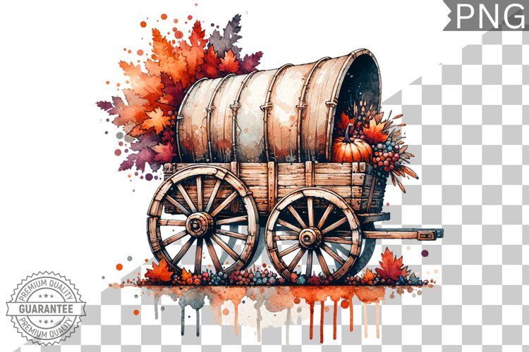 Fall Wagon Garden Sublimation - Fall Clipart PNG Design