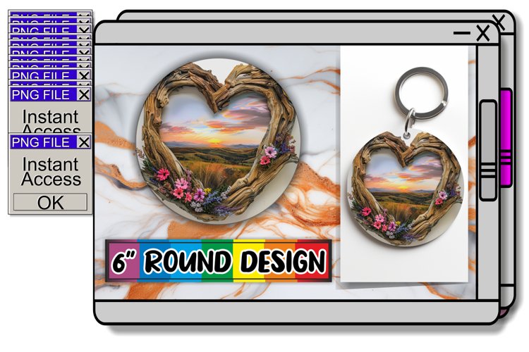 Natures Embrace: Landscape Circle Design Sublimation PNG