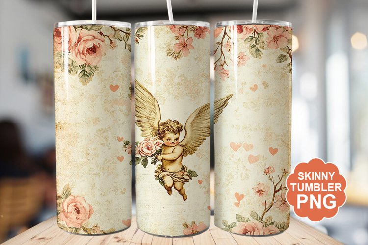 Cupid Vintage Valentine Tumbler | Valentine Tumbler Wrap