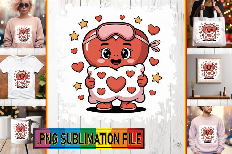 Cheerful TOTE BAG Sublimation Art, Valenines Heart