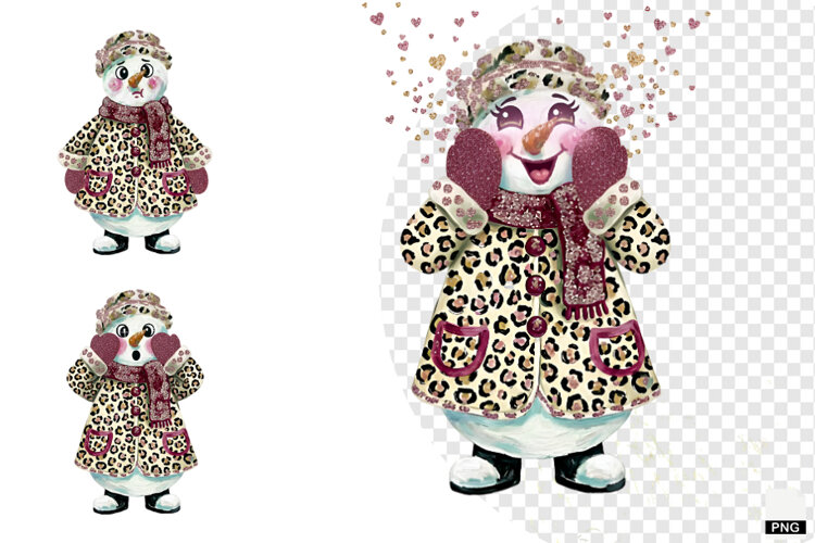 Winter Glitter Snowman Clipart example image 1