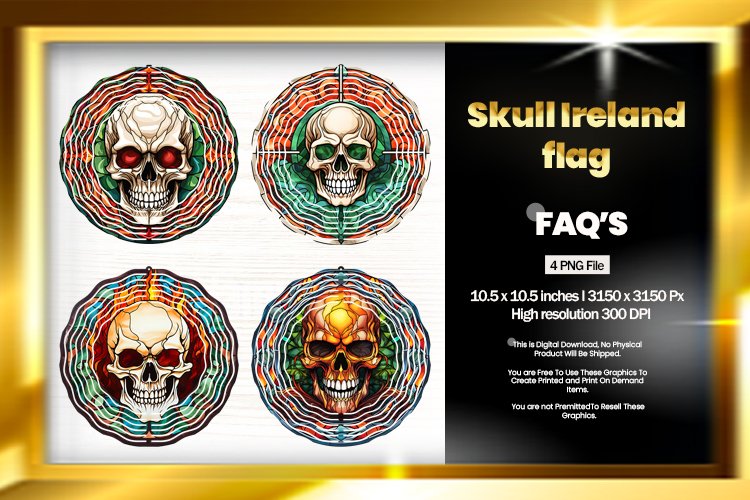 Skull Ireland Flag Wind Spinner - 04 Variations