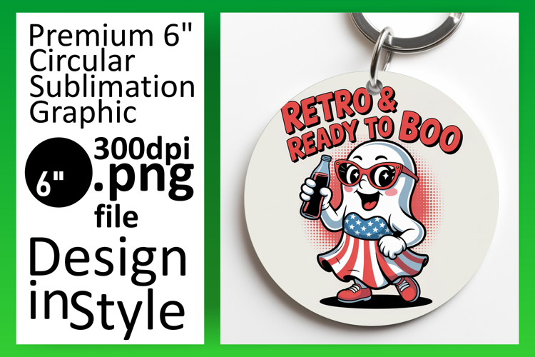 Unique Round Design Keychain Template , Funny Ghost