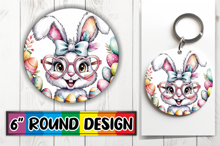 Unique Circle Keychain Magic, Easter Bunny example image 1