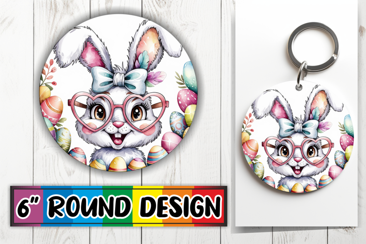Unique Circle Keychain Magic, Easter Bunny
