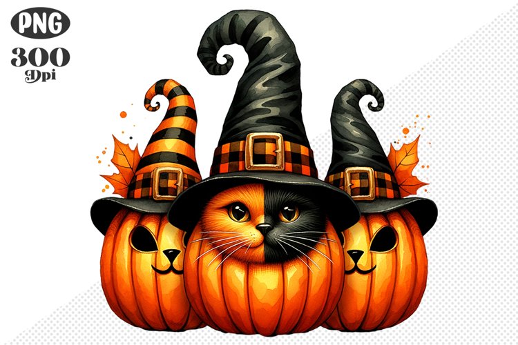 Halloween Cat And Pumpkin Sublimation - Clipart PNG Design