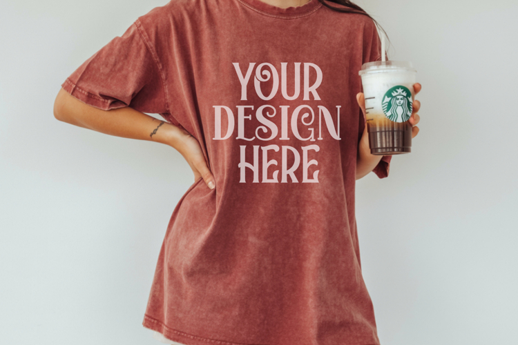 Brick Comfort Colors 1717 T-shirt Mockups, Real Model Mo