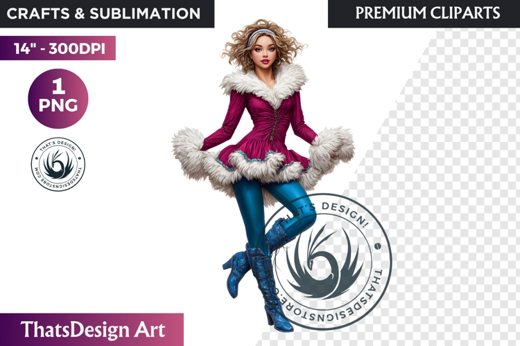 Modern Winter Girl Fashion Illustrations PNG Graphics