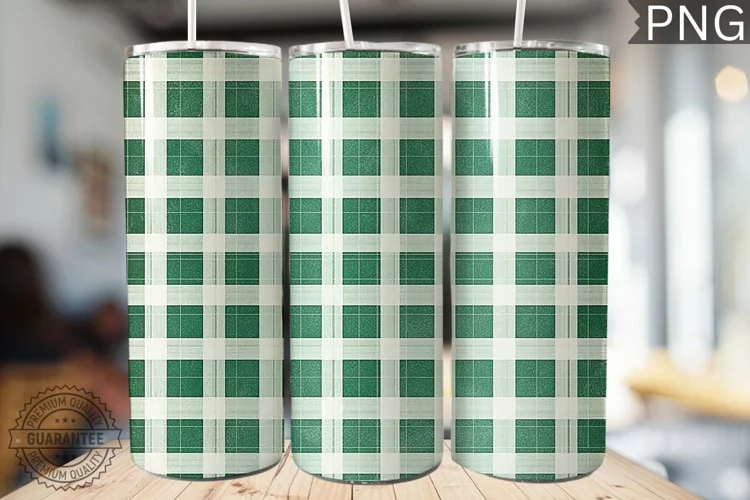 Green Plaid Tumbler Wrap - High Quality 300 Dpi